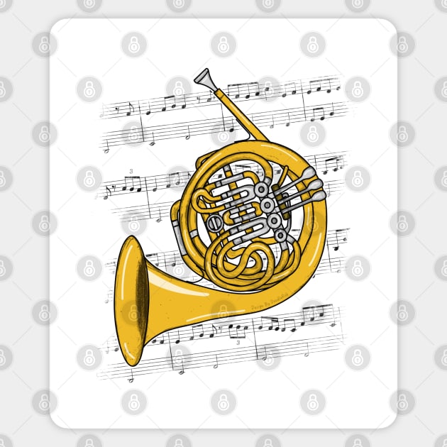 French Horn Player Hornist Brass Musician (Colour) Magnet by doodlerob